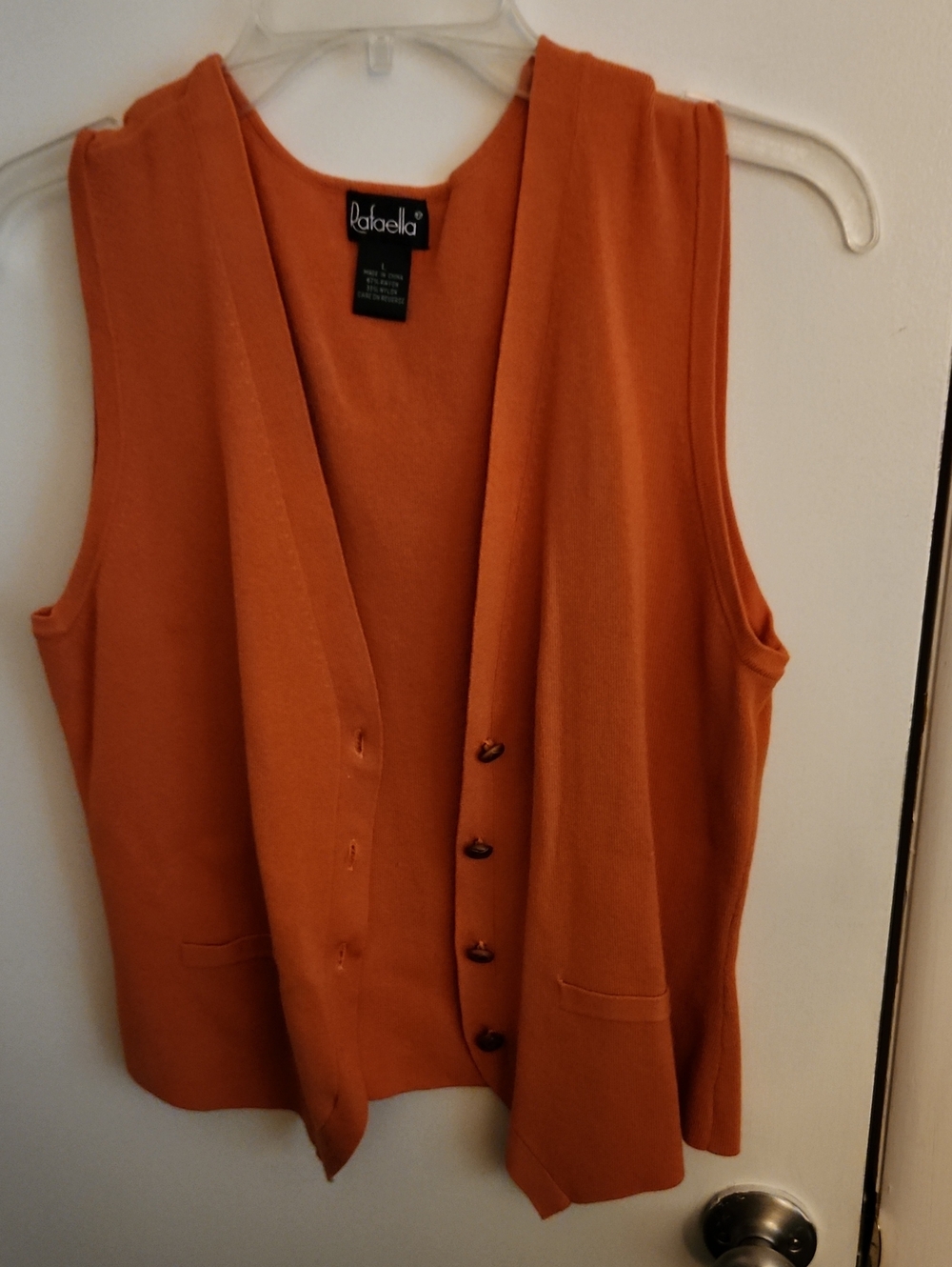 Orange Sleeveless Button-Front Women's Vest Large